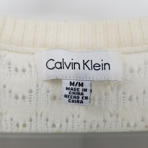 Calvin Klein V-Neck Long Tunic Sweater Cotton Wool - Picture 4 of 8